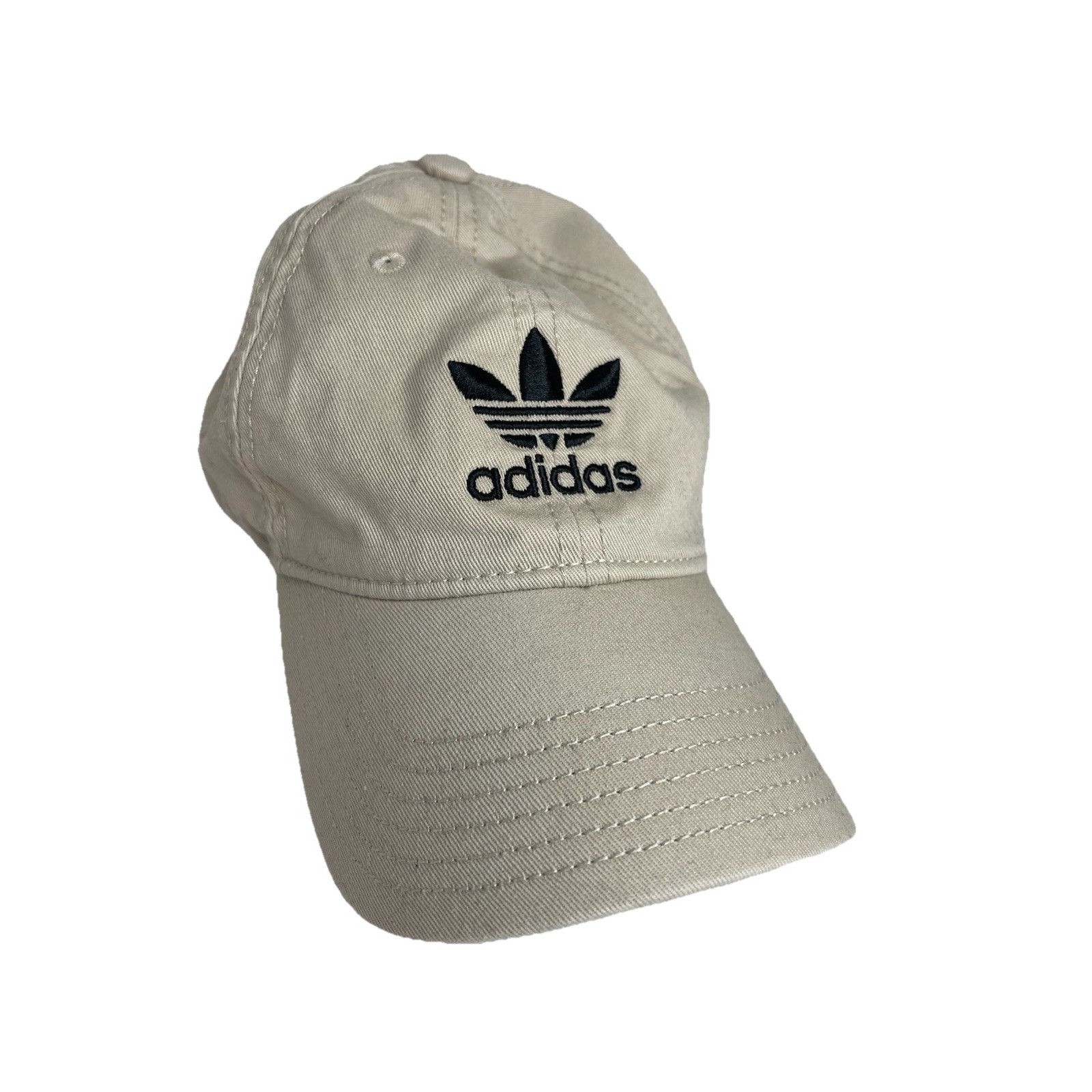 Adidas Sand Beige Cotton Adjustable Dad Hat Cap Embroidered Logo